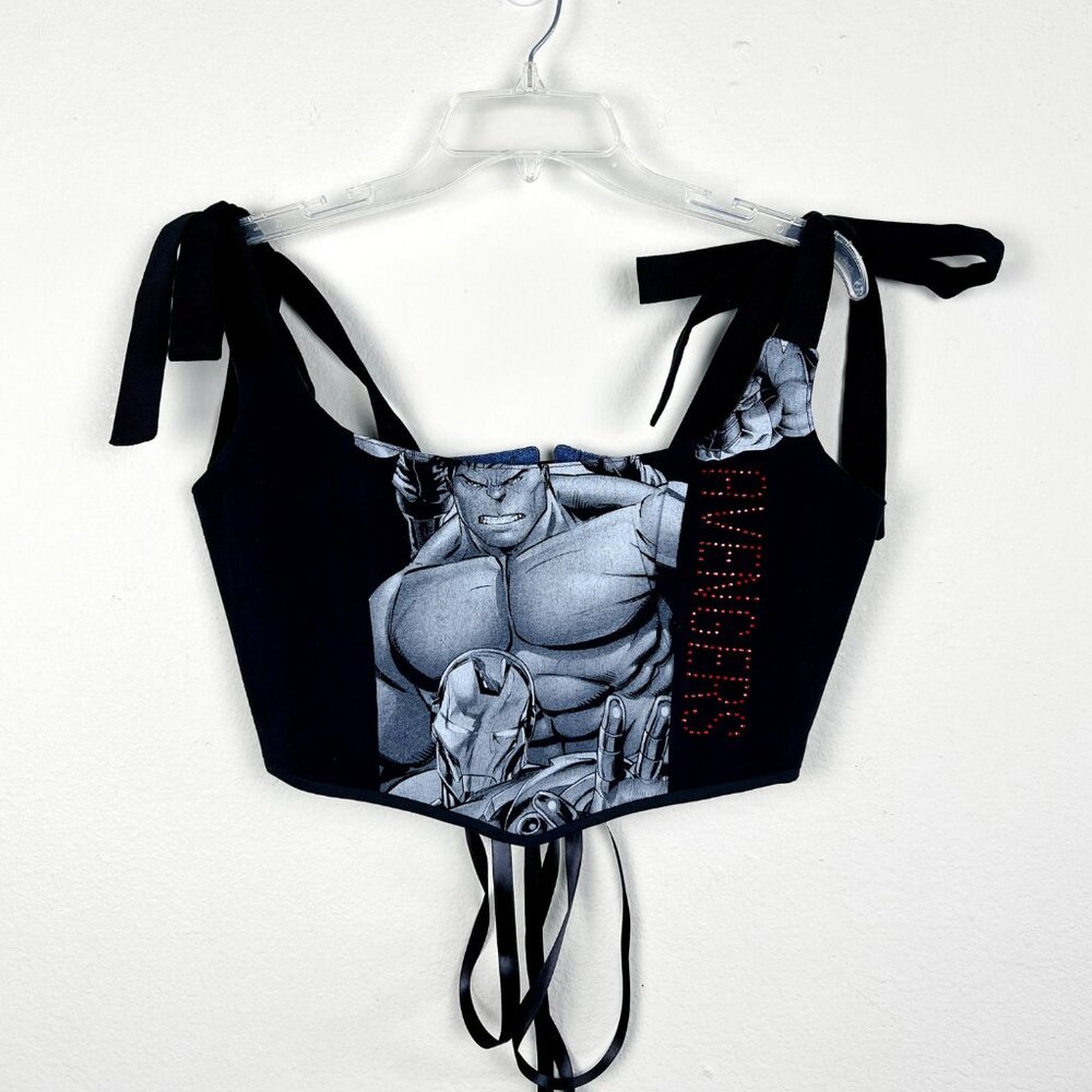 Hand Crafted Hulk & Iron Man Avengers Corset Top